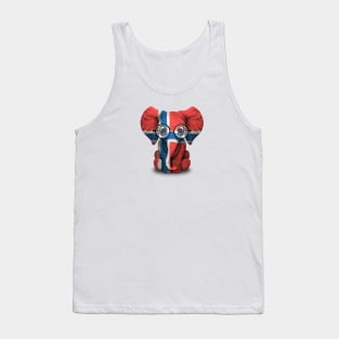 Baby Elephant with Glasses and Norwegian Flag Tank Top